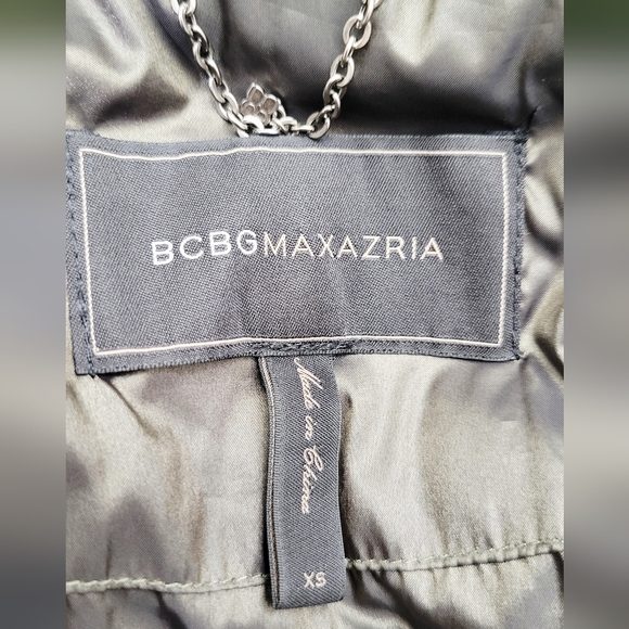 BCBG Max Azria Olive Green Faux Fur Trim Puffer Jacket | Size XS - Picture 4 of 5